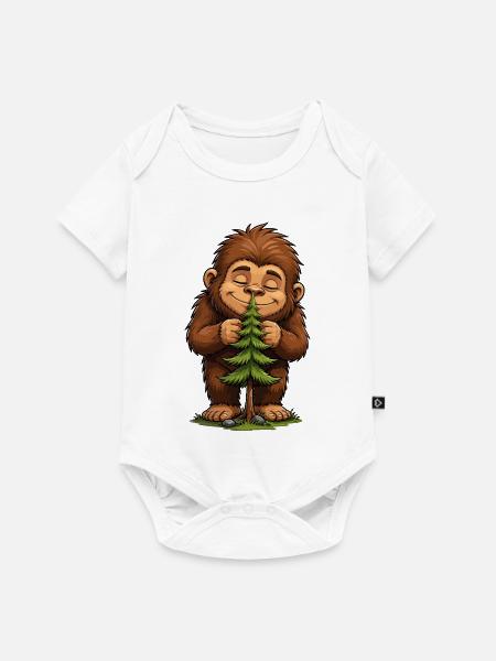 Kuscheliger Bigfoot mit Tannenbaum - Baby Premium Kurzarmbody - Weiß