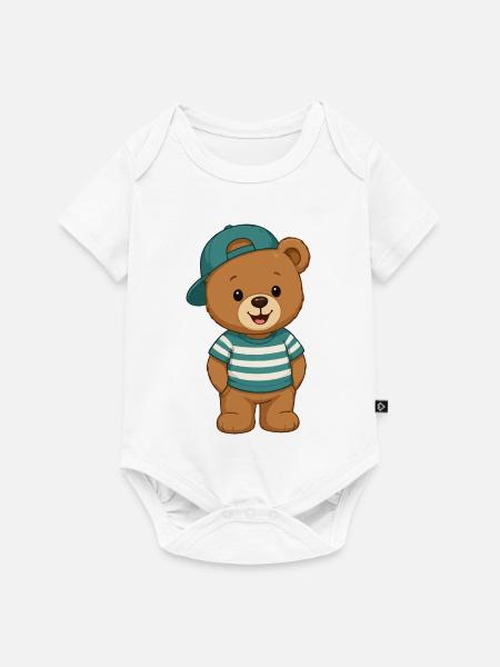Kuschelbär Teddybär - Baby Premium Kurzarmbody - Weiß