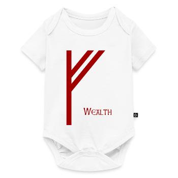Rune Fehu avec Sens Rouge – Futhark Viking Norse - Body à manches courtes Premium Bébé - blanc - Devant