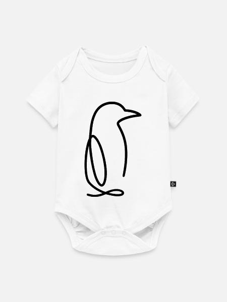 Pinguin Einlinienzeichnung Niedlich Eis Antarktis - Baby Premium Kurzarmbody - Weiß