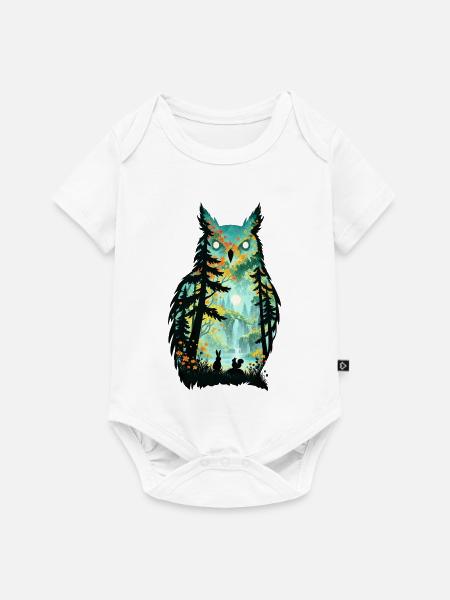 Eulenwald Herbstlicht Silhouette - Baby Premium Kurzarmbody - Weiß