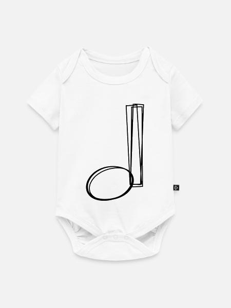 Viertelnote handgezeichnet - Baby Premium Kurzarmbody - Weiß