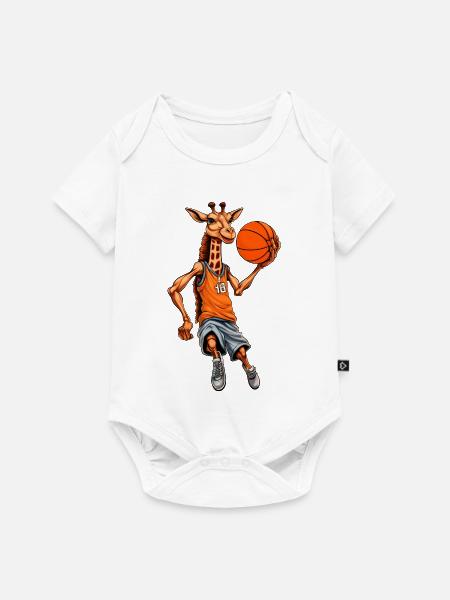 Giraffe Basketball - Baby Premium Kurzarmbody - Weiß