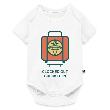 Clocked Out Checked In Koffer - Baby Premium Kurzarmbody - Weiß - Vorne