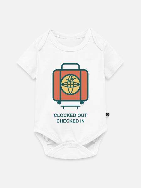 Clocked Out Checked In Koffer - Baby Premium Kurzarmbody - Weiß