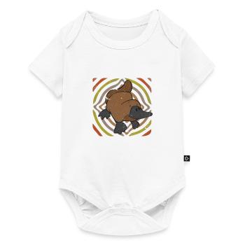Ornithorynque au labyrinthe de lignes rétro - Body à manches courtes Premium Bébé - blanc - Devant