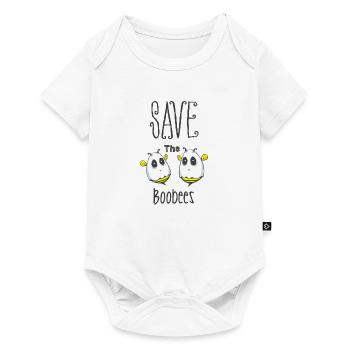 Speichern Sie die Boobees Brustkrebsbewusstsein - Baby Premium Kurzarmbody - Weiß - Vorne