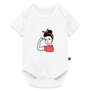 strong woman - Body à manches courtes Premium Bébé - blanc - Devant