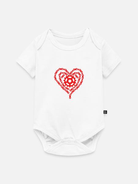 Fahrrad Herz aus Ketten - Baby Premium Kurzarmbody - Weiß