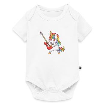 Einhorn mit E-Gitarre - Baby Premium Kurzarmbody - Weiß - Vorne