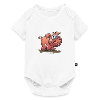 Schwein Schweinchen Pig Sau Matsch Suhlen Geschenk - Baby Premium Kurzarmbody - Weiß - Vorne