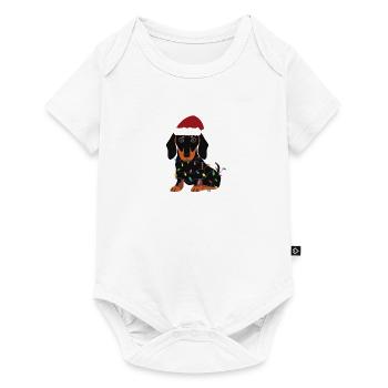 Christmas Dachshund Cute Dog Santa Hat - Baby Premium short-sleeve bodysuit - white - Front