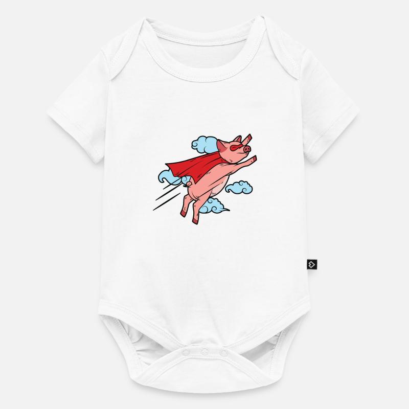 Super Flying Pig Super Fliegendes Schwein Held - Baby Premium Kurzarmbody - Weiß