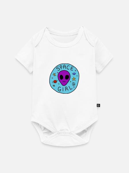 Space Girl - Baby Premium Kurzarmbody - Weiß