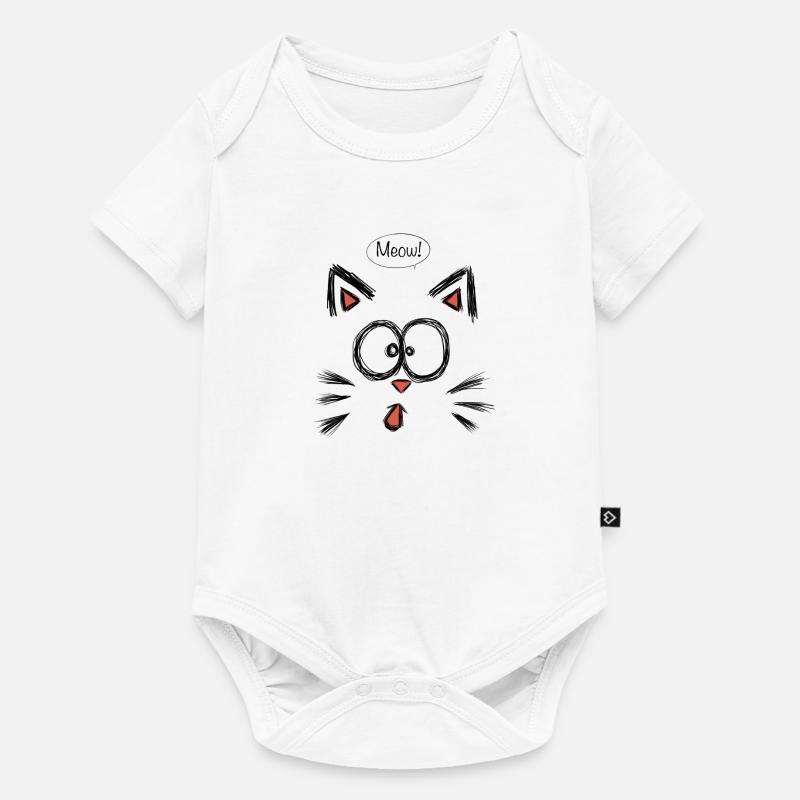Chat chat minou miaou mignon disant - Body à manches courtes Premium Bébé - blanc