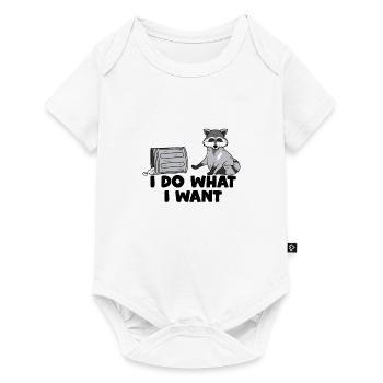 Waschbär I do what i want - Baby Premium Kurzarmbody - Weiß - Vorne