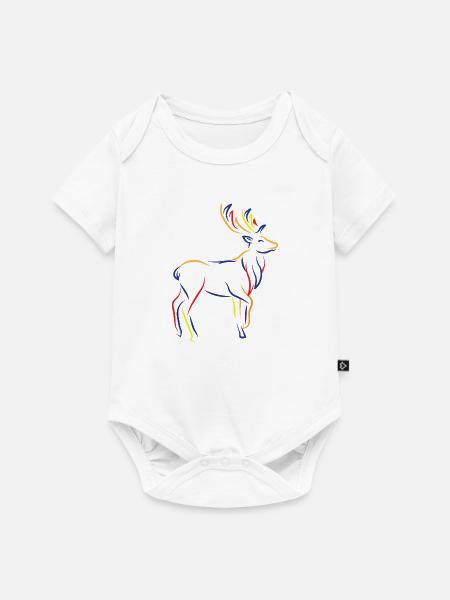 Deer Hirsch Silhuette - Baby Premium Kurzarmbody - Weiß