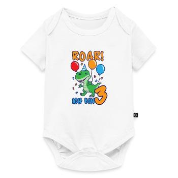 Roar, j'ai 3 ans de cadeau d'anniversaire Dino - Body à manches courtes Premium Bébé - blanc - Devant