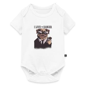 Cooler Mops Hund im Anzug ich liebe die Gefahr - Baby Premium Kurzarmbody - Weiß - Vorne
