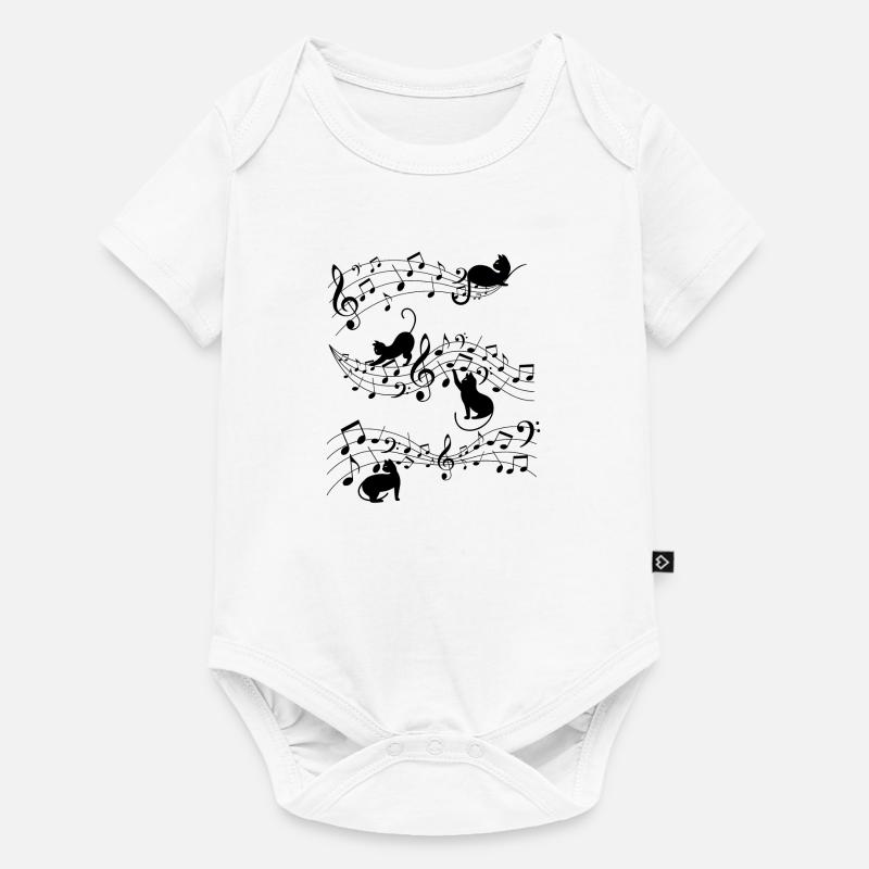 Note de musique et chat - Body à manches courtes Premium Bébé - blanc