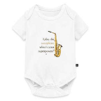 Saxophone Abbildung mit Inschrift - Baby Premium Kurzarmbody - Weiß - Vorne