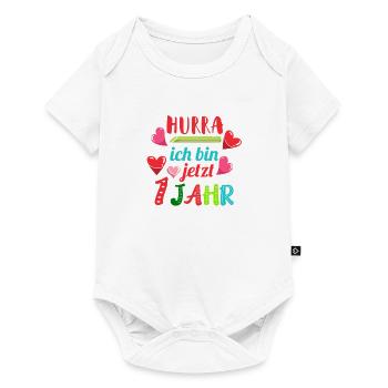 Hurra 1 Jahr Baby Kleinkind Geschenk Geburtstag - Baby Premium Kurzarmbody - Weiß - Vorne