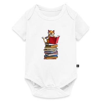 Cute Cats, Books and Tea Funny Bibliophile Kitty L - Baby Premium short-sleeve bodysuit - white - Front