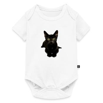 Black Cat Yellow Eyes Cute Kitty pour les propriétaires de chats - Body à manches courtes Premium Bébé - blanc - Devant