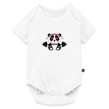 Barbell d'entraînement Kawaii Panda - Body à manches courtes Premium Bébé - blanc - Devant