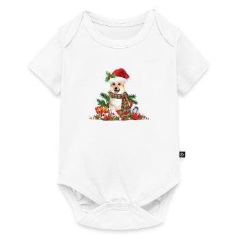 Chien Corgi de Noël avec chapeau de Père Noël - Body à manches courtes Premium Bébé - blanc - Devant