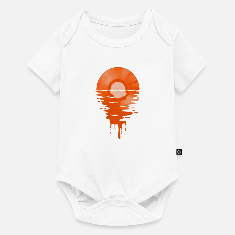 Música genial Vinyl Retro Orange - Body à manches courtes Premium Bébé - blanc