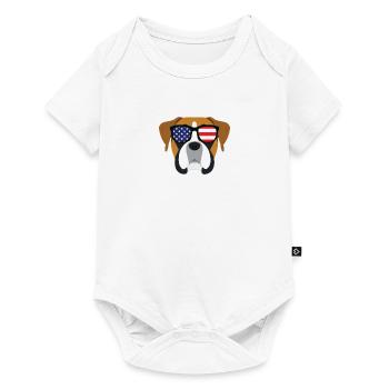 Boxer Dog Patriotic July 4th American Flag - Baby Premium short-sleeve bodysuit - white - Front