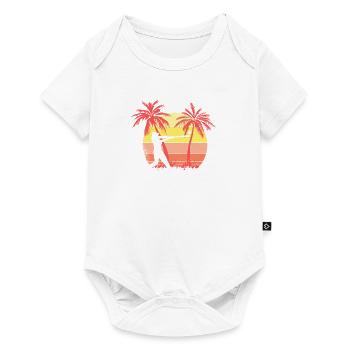 Baseball Player homerun hit Summer Sunset 80s Palm - Baby Premium short-sleeve bodysuit - white - Front