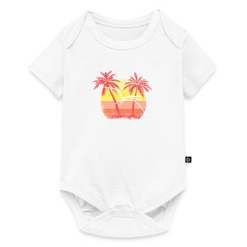 Dinosaur Flying Skeleton Summer Sunset 80s Palm - Baby Premium short-sleeve bodysuit - white - Front
