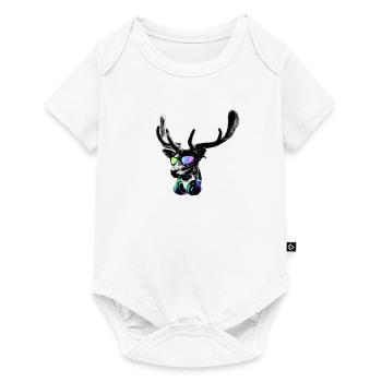 Deer DJ GreyCool and Funny Music Animal With - Baby Premium short-sleeve bodysuit - white - Front