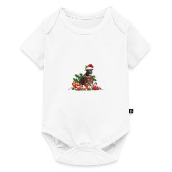Weihnachten Pit Bull, Pitbull Hund - Baby Premium Kurzarmbody - Weiß - Vorne