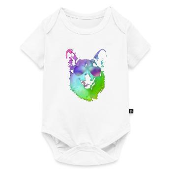 Laisser refroidir Corgi avec lunettes de soleil - Body à manches courtes Premium Bébé - blanc - Devant