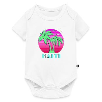 Haïti Retro Palm Trees Sunset - Body à manches courtes Premium Bébé - blanc - Devant