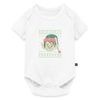 Christmas Elf hässliche Strickjacke - Baby Premium Kurzarmbody - Weiß - Vorne