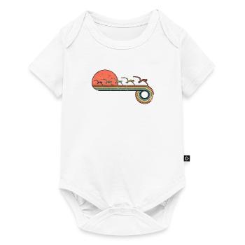 Dinosaur Flying Skeleton Retro Vintage Sunset - Baby Premium short-sleeve bodysuit - white - Front