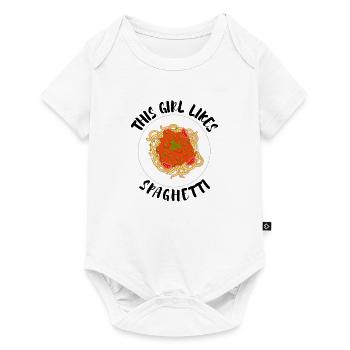 Girl Likes Spaghetti Cuisine italienne Pâtes - Body à manches courtes Premium Bébé - blanc - Devant