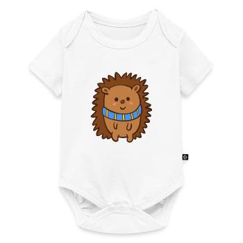 Hedgehog blue-yellow Ukrainian winter scarf Autumn time - Baby Premium short-sleeve bodysuit - white - Front