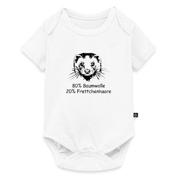 Frettchen 80% Baumwolle 20% Frettchenhaare - Baby Premium Kurzarmbody - Weiß - Vorne