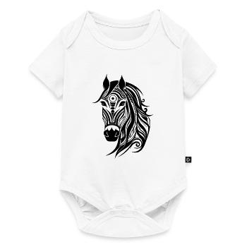 Elegantes Pferde Porträt Tattoo Style - Baby Premium Kurzarmbody - Weiß - Vorne