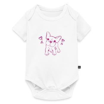 Französische Bulldogge - Baby Premium Kurzarmbody - Weiß - Vorne