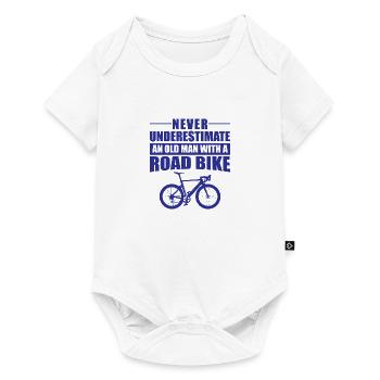 grandpa old man with racing bike bike underestimate - Baby Premium short-sleeve bodysuit - white - Front