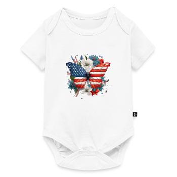 Papillon Floral Patriotique Drapeau Américain 4ème Ju - Body à manches courtes Premium Bébé - blanc - Devant