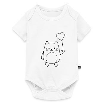 Cat with heart balloon - Baby Premium short-sleeve bodysuit - white - Front