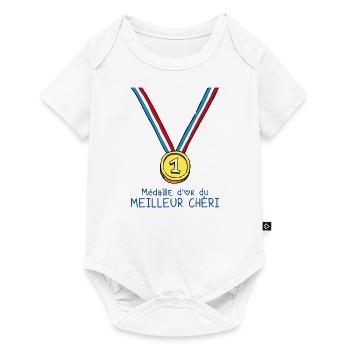 T-shirt Médaille d'or du meilleur chéri - Body à manches courtes Premium Bébé - blanc - Devant
