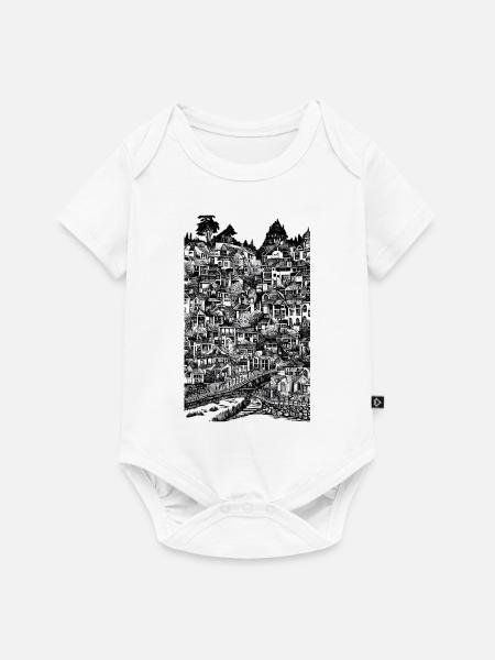 Tuschezeichnung der Stadtlandschaft - Baby Premium Kurzarmbody - Weiß